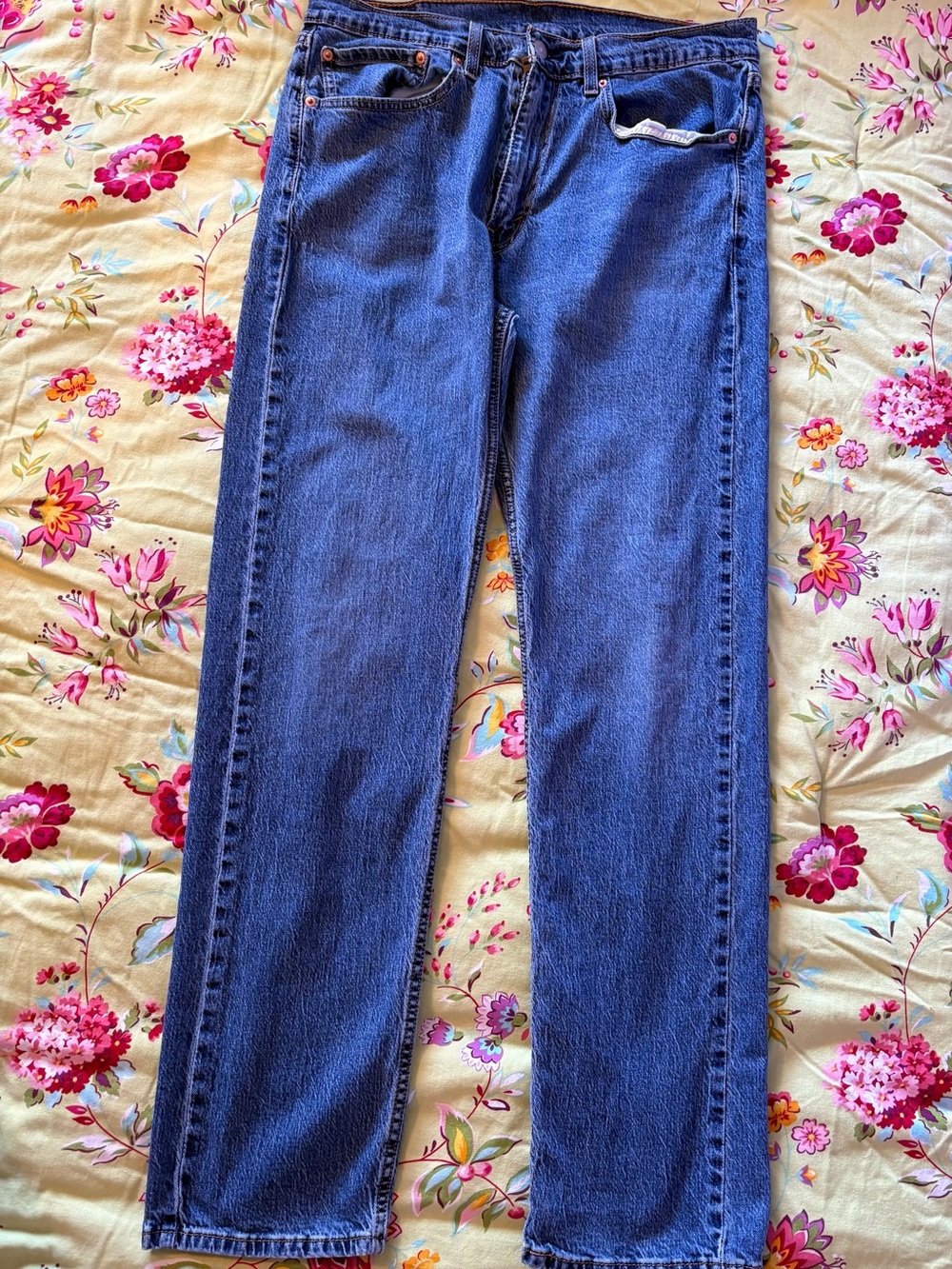 Levi's 505 red tag regular fit straight leg medium stone wash jeans W34 L32 EUC